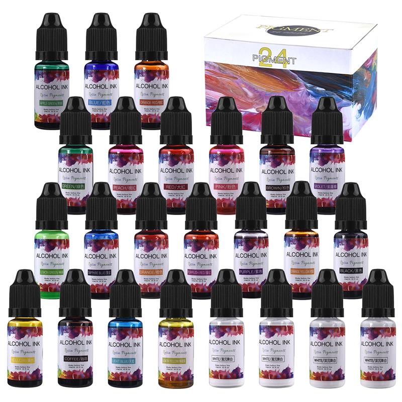 Resin Dye Alcohol - エポキシ樹脂,24色/バッチ,10ml,アート,液体,注入,冷凍,職人技