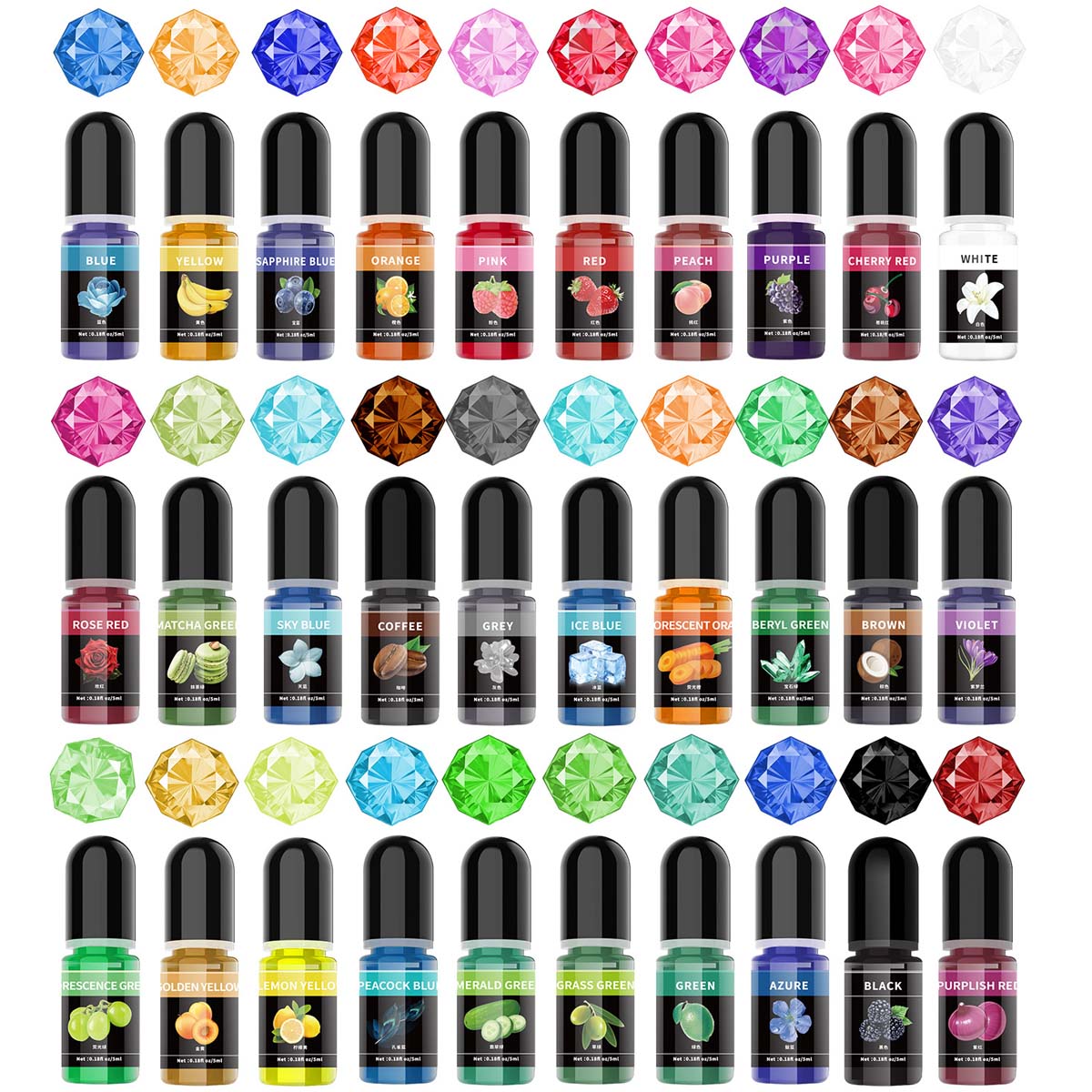 Epoxy Uv Resin Kit - 5ml/ボトル エポキシ樹脂顔料 液体着色剤 染料 ユニバーサルエポキシ樹脂顔料 UV