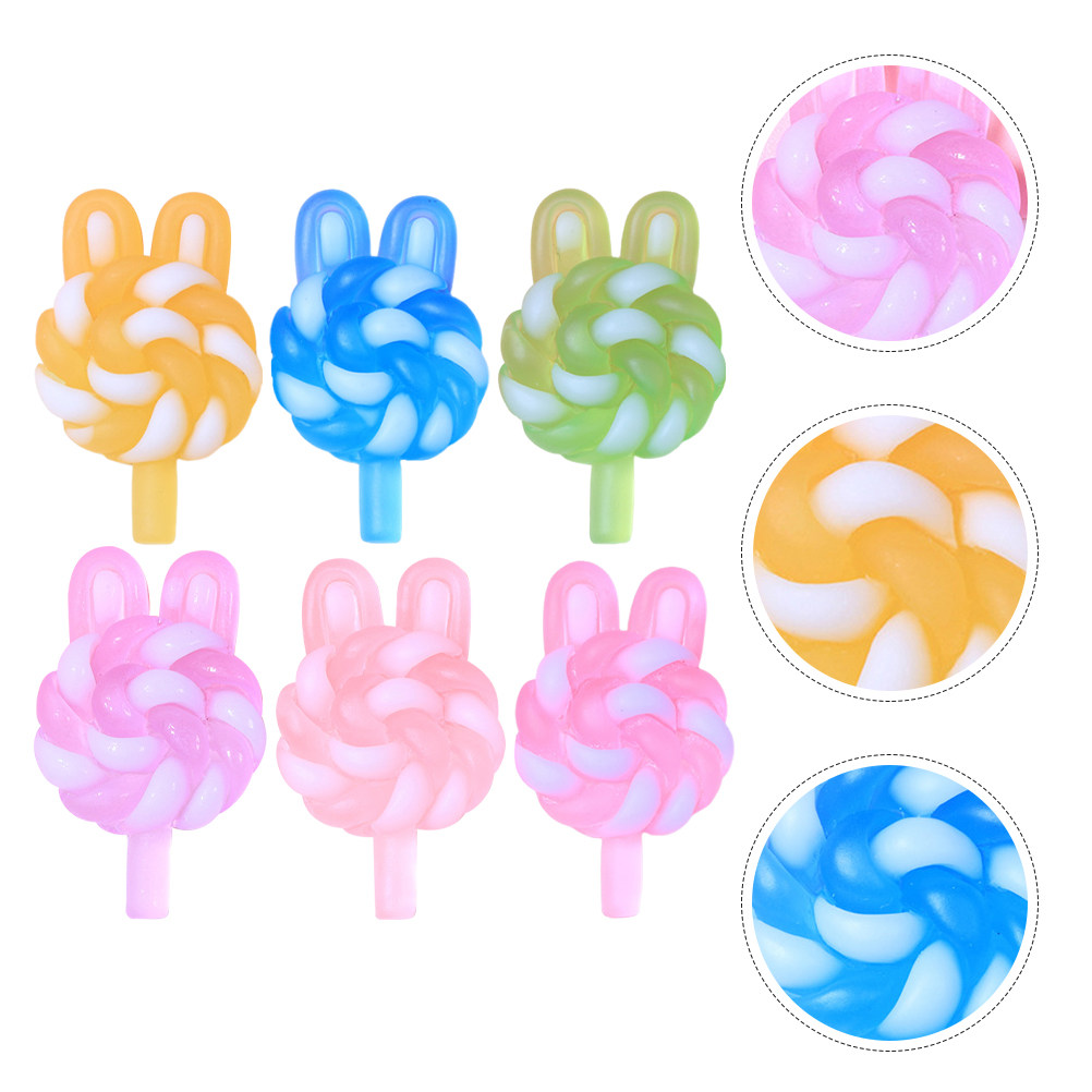24 個のかわいい漫画ロリポップチャームウサギの形をした光る - Resin Craft Material のレビューと価格