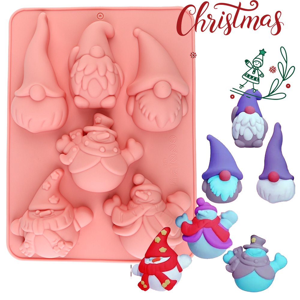 6つの空洞を持つクリスマスノームケーキチョコレートシリコン製 - Resin Craft Ideas のレビューと価格