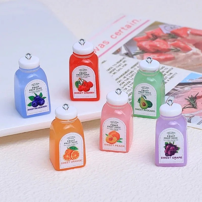 10個入り かわいいミニ3Dチェリーオレンジジュースボトル  - Resin Craft Material のレビューと価格