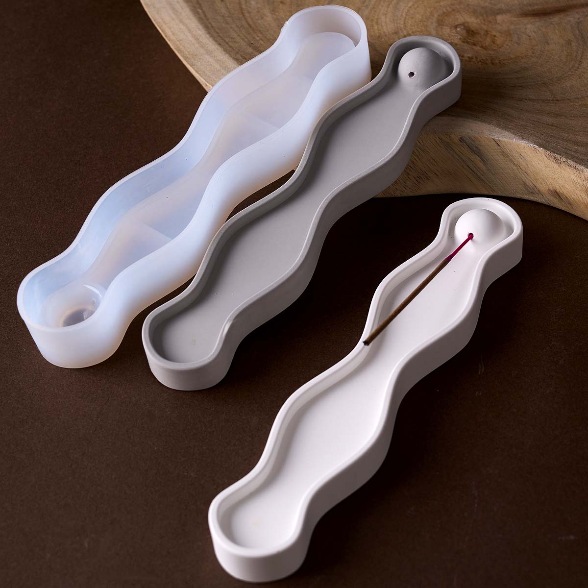 ウェーブロングインセンス挿入トレイシリコンモールドDIYイン - Serving Tray Mold のレビューと価格